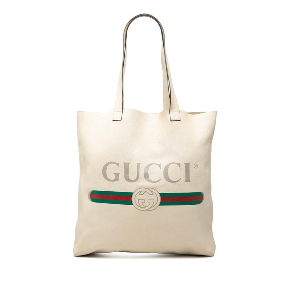 Gucci Tote Bag Shoulder Ivory White Leather